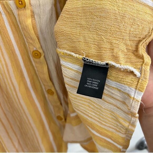 Torrid Yellow Babydoll Rayon Crepe Smocked Tank Sleeveless Stripes 3X - Picture 7 of 11